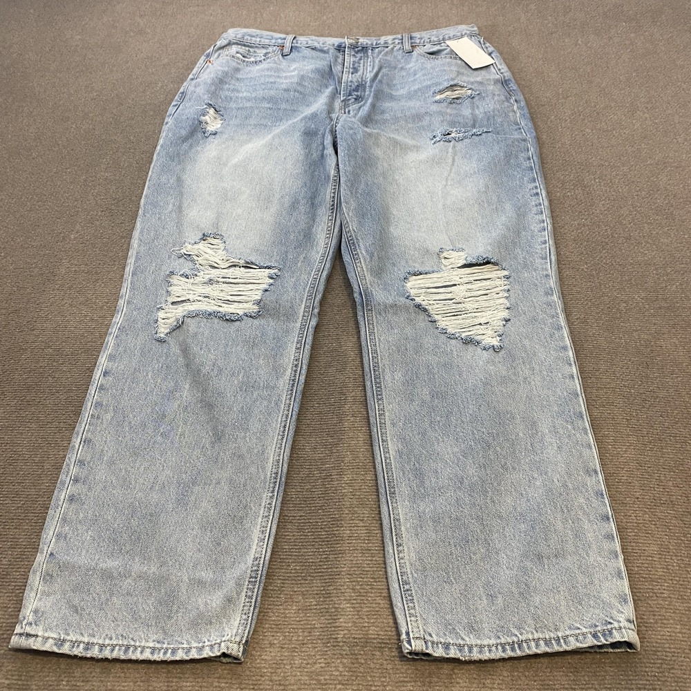 Juicy Couture Jeans‎ Womens 18 Light Wash Distressed Ripped Straight Leg Denim